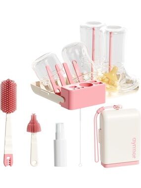 Baby Bottle Drying Rack and Cleaning Set